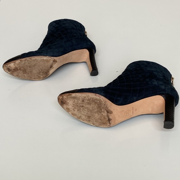 Chanel Navy Suede & Black Python Ankle Boots - Fall 2016 - Picture 6 of 9